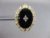 ANTIQUE VICTORIAN OLD MINE DIAMOND ONYX 14K Y GOLD FILIGREE COCKTAIL RING #20714