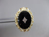 ANTIQUE VICTORIAN OLD MINE DIAMOND ONYX 14K Y GOLD FILIGREE COCKTAIL RING #20714