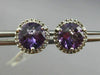 ESTATE 2.62CT DIAMOND & AAA AMETHYST 14KT WHITE GOLD ROUND HALO CLASSIC EARRINGS