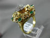 ANTIQUE LARGE 1.56CT DIAMOND & EMERALD 14K 2TONE GOLD FILIGREE WOVEN RING #21277