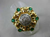 ANTIQUE LARGE 1.56CT DIAMOND & EMERALD 14K 2TONE GOLD FILIGREE WOVEN RING #21277