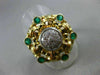 ANTIQUE LARGE 1.56CT DIAMOND & EMERALD 14K 2TONE GOLD FILIGREE WOVEN RING #21277