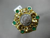 ANTIQUE LARGE 1.56CT DIAMOND & EMERALD 14K 2TONE GOLD FILIGREE WOVEN RING #21277