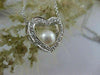 ANTIQUE DIAMOND 7MM SEA PEARL OPEN HEART 18KT WHITE GOLD PENDANT