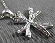 ANTIQUE SMALL .20CT DIAMOND 18KT WHITE GOLD 3 DIMENSIONAL CROSS PENDANT #22969
