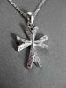 ANTIQUE SMALL .20CT DIAMOND 18KT WHITE GOLD 3 DIMENSIONAL CROSS PENDANT #22969