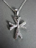 ANTIQUE SMALL .20CT DIAMOND 18KT WHITE GOLD 3 DIMENSIONAL CROSS PENDANT #22969