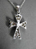 ANTIQUE SMALL .20CT DIAMOND 18KT WHITE GOLD 3 DIMENSIONAL CROSS PENDANT #22969