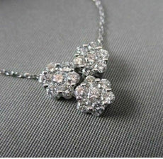 ANTIQUE 1.14CT ROUND CUT DIAMOND 14KT WHITE GOLD CLASSIC TRIPLE FLOWER PENDANT