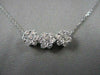 ANTIQUE 1.14CT ROUND CUT DIAMOND 14KT WHITE GOLD CLASSIC TRIPLE FLOWER PENDANT