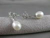 ANTIQUE DIAMOND 11M OVAL SEA PEARL 14K WHITE GOLD HANGING FILIGREE EARRINGS #836