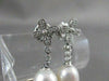 ANTIQUE DIAMOND 11M OVAL SEA PEARL 14K WHITE GOLD HANGING FILIGREE EARRINGS #836