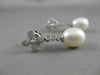 ANTIQUE DIAMOND 11M OVAL SEA PEARL 14K WHITE GOLD HANGING FILIGREE EARRINGS #836