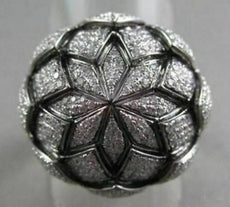 ANTIQUE 18KT WIDE FILIGREE SUN FLOWER 2.35CT DIAMOND BLACK AND WHITE GOLD RING !