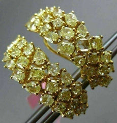 LARGE GIA 4.67CT FANCY YELLOW DIAMOND 18KT YELLOW GOLD CLUSTER CLIP ON EARRINGS