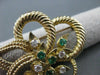 ANTIQUE LARGE .75CT DIAMOND & EMERALD 14K YELLOW GOLD 3D FLOWER LEAF DESIGN 2412
