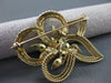 ANTIQUE LARGE .75CT DIAMOND & EMERALD 14K YELLOW GOLD 3D FLOWER LEAF DESIGN 2412