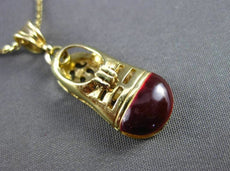 ANTIQUE 14K YELLOW GOLD RED ENAMEL HANDCRAFTED FILIGREE BABY SHOE PENDANT #23511
