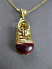 ANTIQUE 14K YELLOW GOLD RED ENAMEL HANDCRAFTED FILIGREE BABY SHOE PENDANT #23511