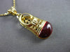 ANTIQUE 14K YELLOW GOLD RED ENAMEL HANDCRAFTED FILIGREE BABY SHOE PENDANT #23511