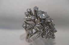 ANTIQUE 1.14CT OLD EURO MINE CUT DIAMOND 14K WHITE GOLD COCKTAIL RING F/G #18807