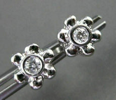 ANTIQUE .14CT DIAMOND 14KT WHITE GOLD SOLITAIRE FLOWER EARRINGS BEAUTIFUL! #4210