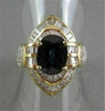 ANTIQUE LARGE 5.70CT DIAMOND & AAA EXTRA FACET SAPPHIRE 18KT YELLOW GOLD RING