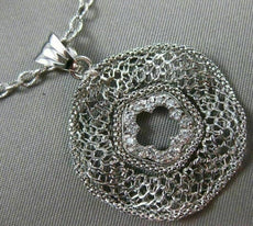 ANTIQUE .20CT DIAMOND 14K WHITE GOLD FILIGREE 5 CLOVER FLOWER FLOATING PENDANT