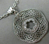 ANTIQUE .20CT DIAMOND 14K WHITE GOLD FILIGREE 5 CLOVER FLOWER FLOATING PENDANT