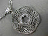 ANTIQUE .20CT DIAMOND 14K WHITE GOLD FILIGREE 5 CLOVER FLOWER FLOATING PENDANT