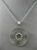 ANTIQUE .20CT DIAMOND 14K WHITE GOLD FILIGREE 5 CLOVER FLOWER FLOATING PENDANT