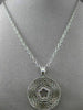 ANTIQUE .20CT DIAMOND 14K WHITE GOLD FILIGREE 5 CLOVER FLOWER FLOATING PENDANT