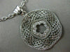ANTIQUE .20CT DIAMOND 14K WHITE GOLD FILIGREE 5 CLOVER FLOWER FLOATING PENDANT