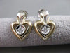 ANTIQUE OLD MINE CUT DIAMOND 14K WHITE YELLOW GOLD HANGING HEART EARRINGS #21076