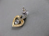 ANTIQUE OLD MINE CUT DIAMOND 14K WHITE YELLOW GOLD HANGING HEART EARRINGS #21076