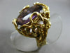 ANTIQUE LARGE 30.16CT DIAMOND & AMETHYST 14K YELLOW GOLD HANDCRAFTED NUGGET RING