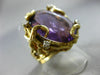 ANTIQUE LARGE 30.16CT DIAMOND & AMETHYST 14K YELLOW GOLD HANDCRAFTED NUGGET RING