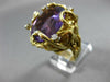 ANTIQUE LARGE 30.16CT DIAMOND & AMETHYST 14K YELLOW GOLD HANDCRAFTED NUGGET RING
