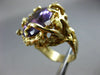 ANTIQUE LARGE 30.16CT DIAMOND & AMETHYST 14K YELLOW GOLD HANDCRAFTED NUGGET RING