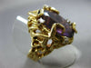 ANTIQUE LARGE 30.16CT DIAMOND & AMETHYST 14K YELLOW GOLD HANDCRAFTED NUGGET RING