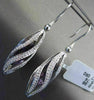 ANTIQUE LARGE 6.72CT DIAMOND AMETHYST 14K WHITE GOLD 3D SPIRAL HANGING EARRINGS