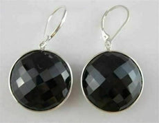 ANTIQUE 55CT CIRCLE HANGING ONYX 14KT WHITE GOLD EARRINGS AMAZING!!!!!!!!!!!!!!!