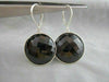 ANTIQUE 55CT CIRCLE HANGING ONYX 14KT WHITE GOLD EARRINGS AMAZING!!!!!!!!!!!!!!!