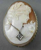 ANTIQUE LARGE .18CT DIAMOND FILIGREE LADY CAMEO 14K 2TONE BROOCH & PENDANT #1807