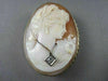 ANTIQUE LARGE .18CT DIAMOND FILIGREE LADY CAMEO 14K 2TONE BROOCH & PENDANT #1807