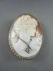 ANTIQUE LARGE .18CT DIAMOND FILIGREE LADY CAMEO 14K 2TONE BROOCH & PENDANT #1807