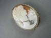 ANTIQUE LARGE .18CT DIAMOND FILIGREE LADY CAMEO 14K 2TONE BROOCH & PENDANT #1807