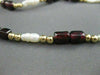 ANTIQUE LONG 14KT YELLOW GOLD AAA GARNET & PEARLS NECKLACE BEAUTIFUL!! #21983