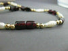 ANTIQUE LONG 14KT YELLOW GOLD AAA GARNET & PEARLS NECKLACE BEAUTIFUL!! #21983