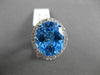 ANTIQUE LARGE 7.28CTW DIAMOND & AAA BLUE TOPAZ 14KT WHITE GOLD 3D OVAL FUN RING
